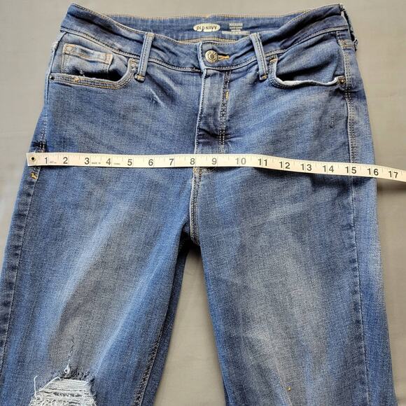 Old Navy Rockstar Blue Skinny Jeans Ripped Raw Hem Secret Slim Pockets Women's 6 - Picture 6 of 10